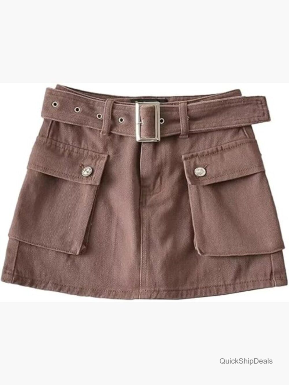 High-Waist Y2k Skinny Denim Cargo Short Skirt with Belt and Safety Pants